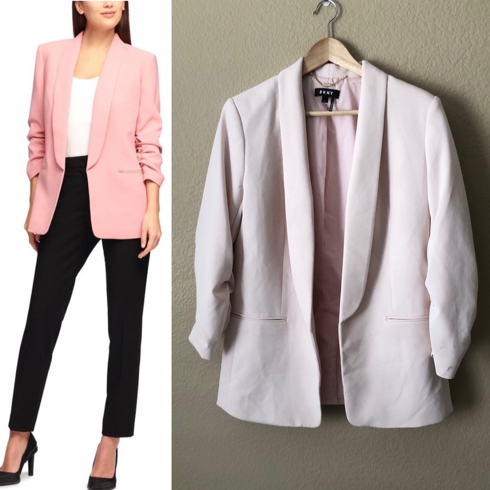 Dkny ruched pink blazer